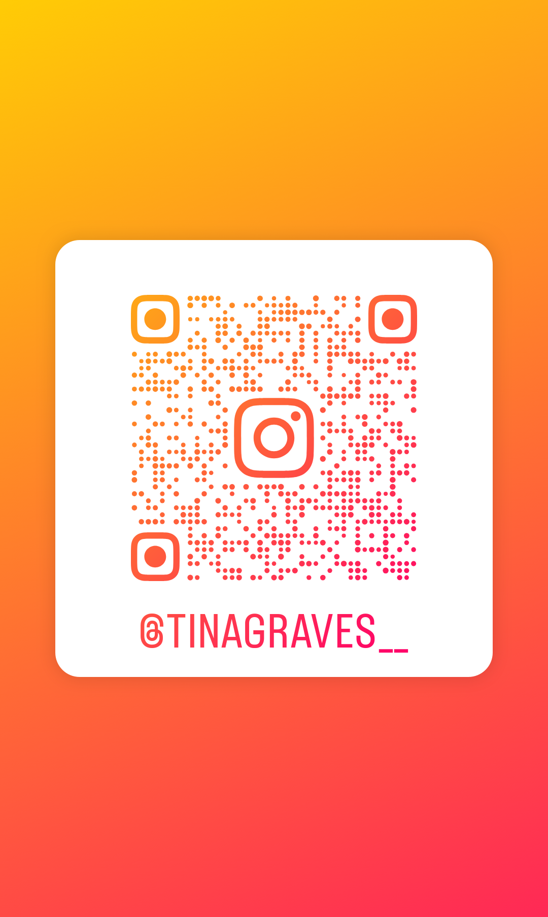 Instagram QR Code, scan to follow @tinagraves__
